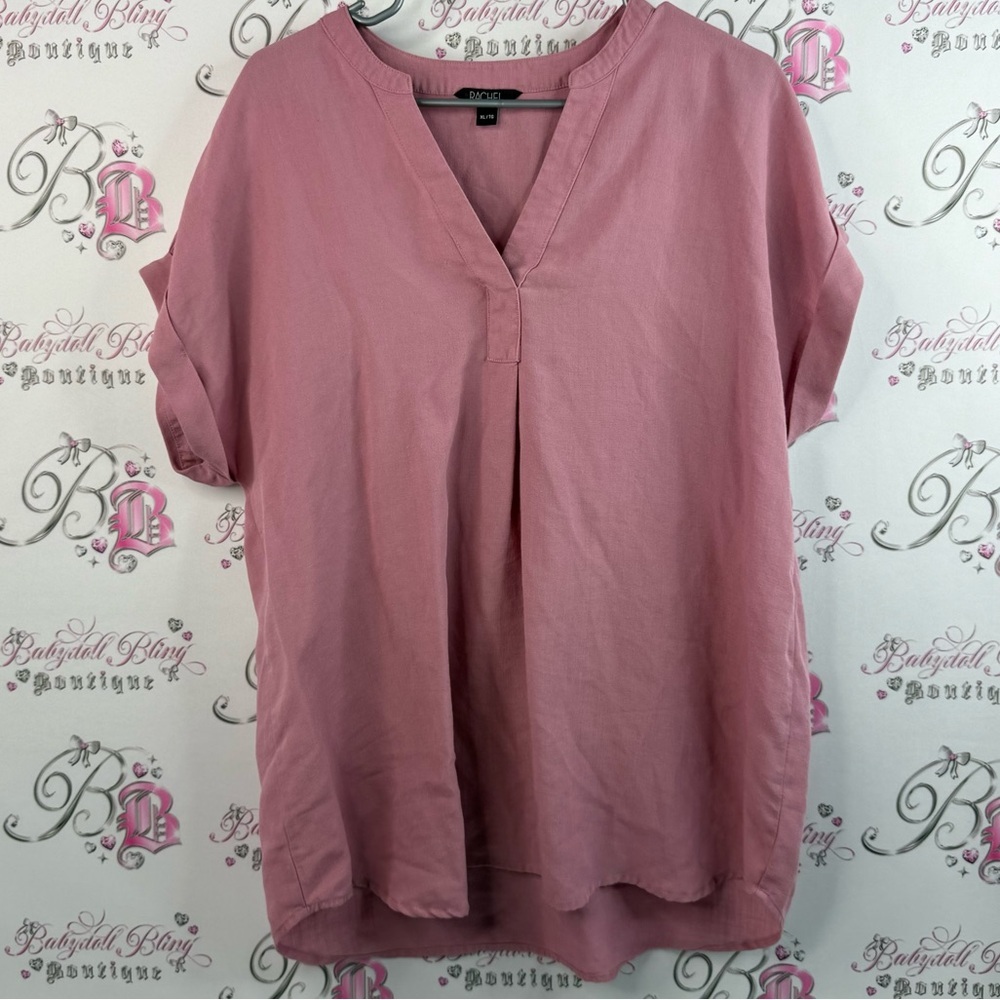 Rachel Roy tshirt floaty, rose blush, V-neck shirt, top Mauve Blouse